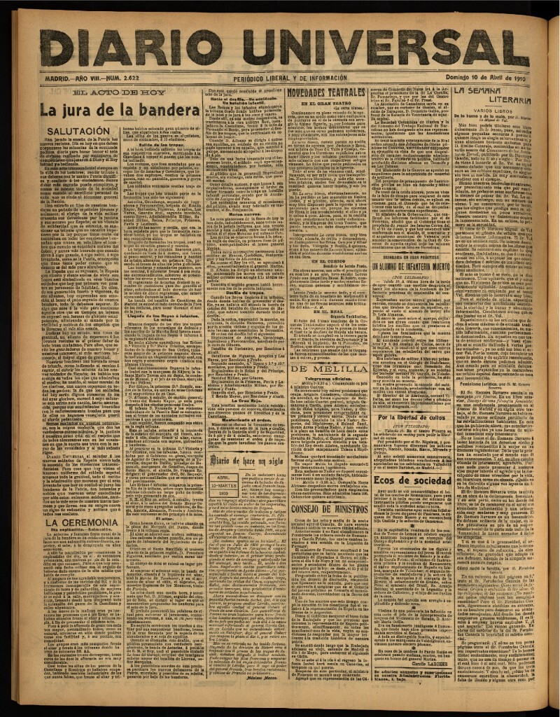Miniatura de Diario Universal del 10 de abril de 1910