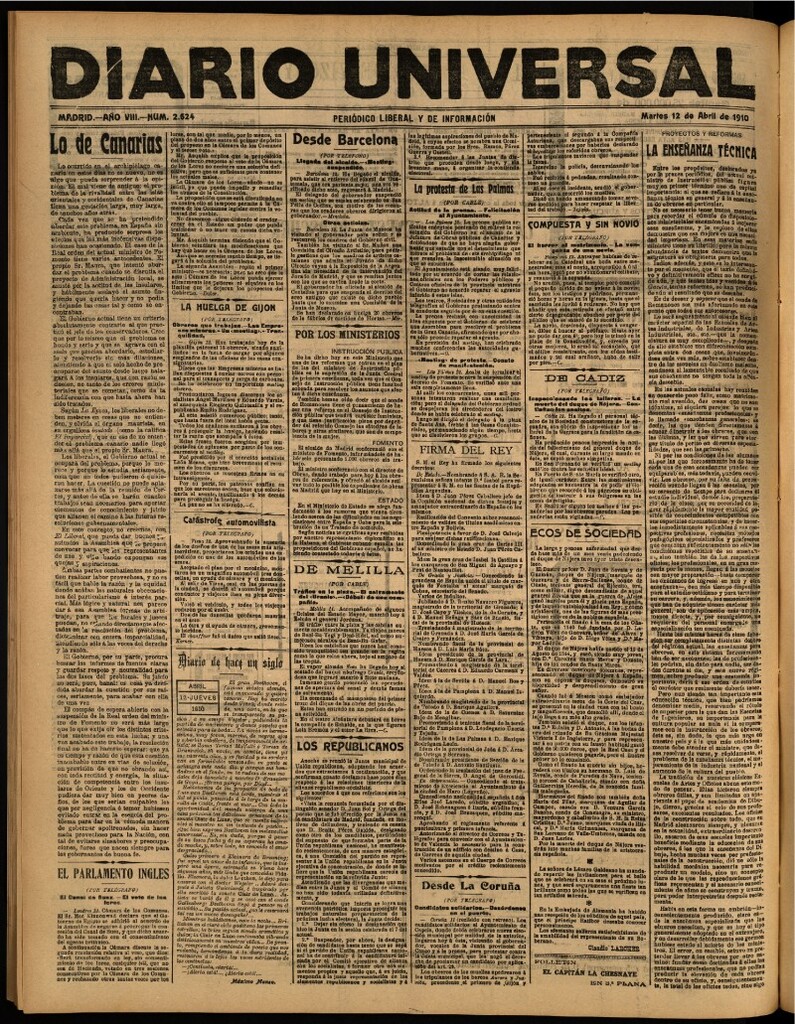 Miniatura de Diario Universal del 12 de abril de 1910