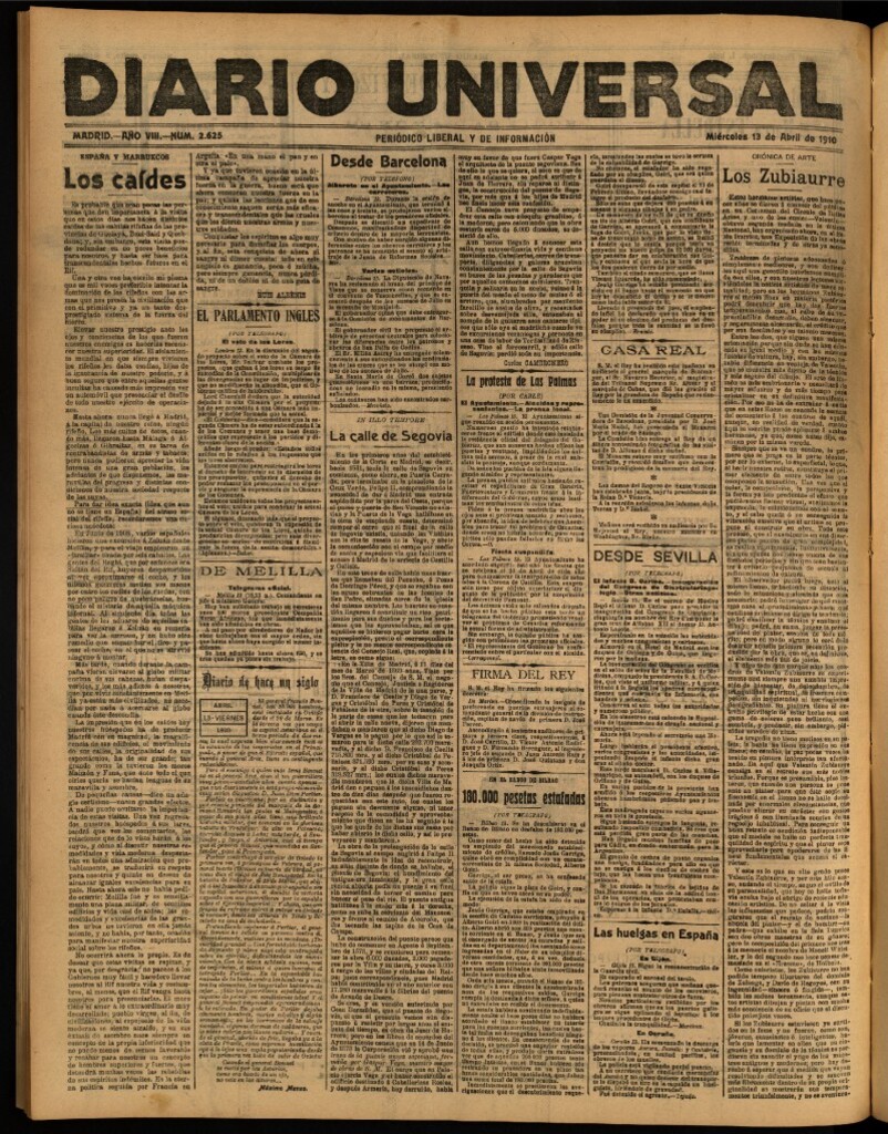 Miniatura de Diario Universal del 13 de abril de 1910