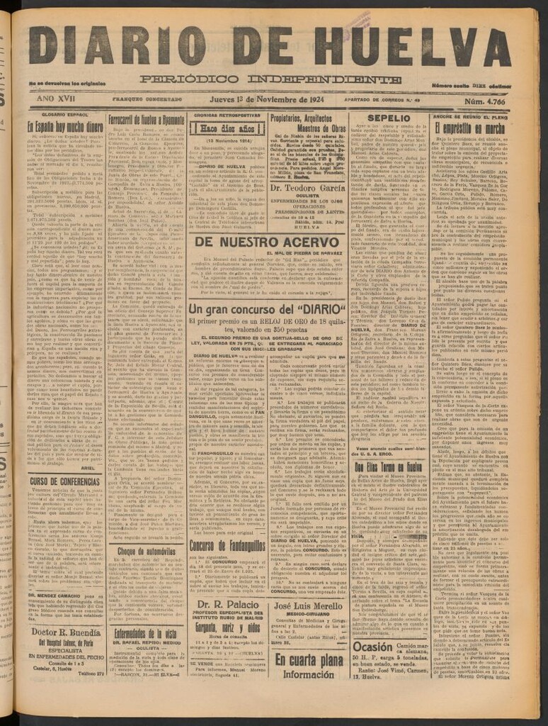 Miniatura de Diario de Huelva : periódico independiente del 13 de noviembre de 1924
