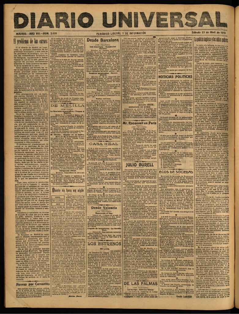 Miniatura de Diario Universal del 23 de abril de 1910