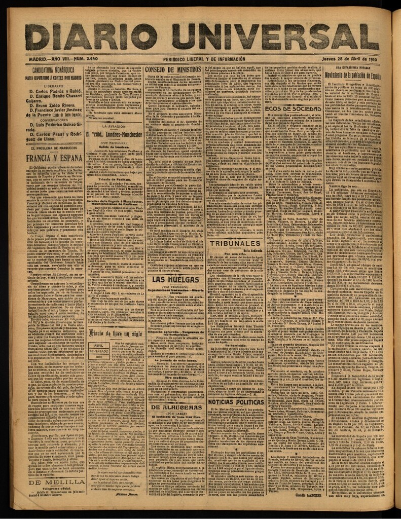 Miniatura de Diario Universal del 28 de abril de 1910