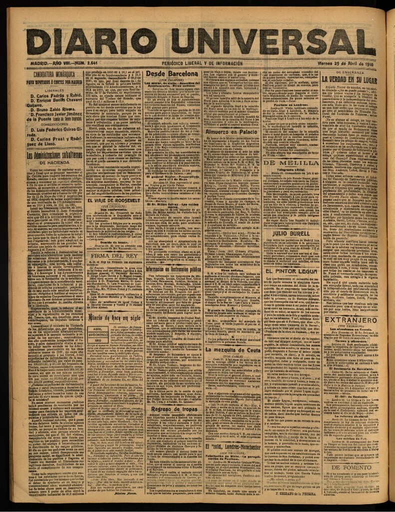 Miniatura de Diario Universal del 29 de abril de 1910