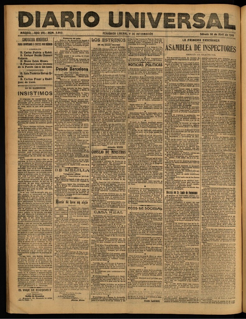 Miniatura de Diario Universal del 30 de abril de 1910