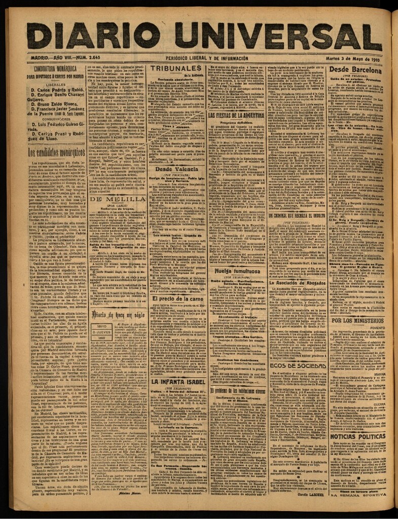 Miniatura de Diario Universal del 3 de mayo de 1910