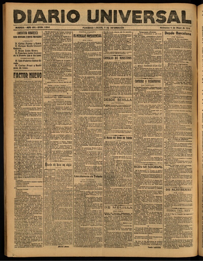 Miniatura de Diario Universal del 4 de mayo de 1910