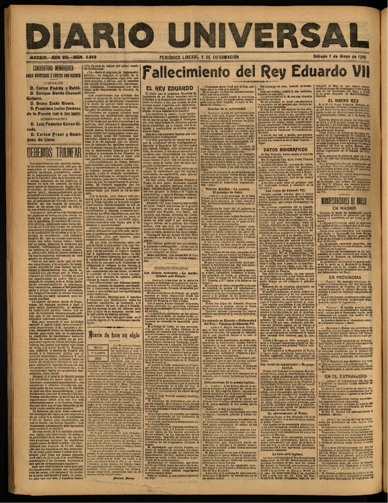 Miniatura de Diario Universal del 7 de mayo de 1910