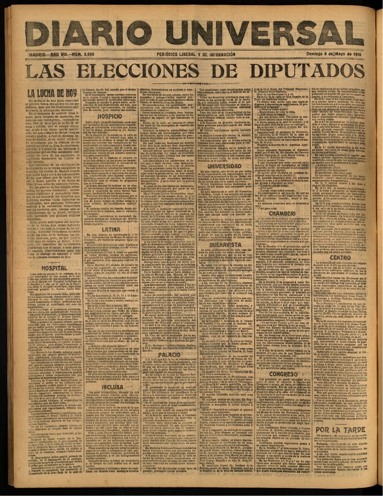 Miniatura de Diario Universal del 8 de mayo de 1910
