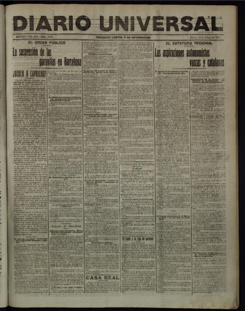 Miniatura de Diario Universal del 18 de enero de 1919