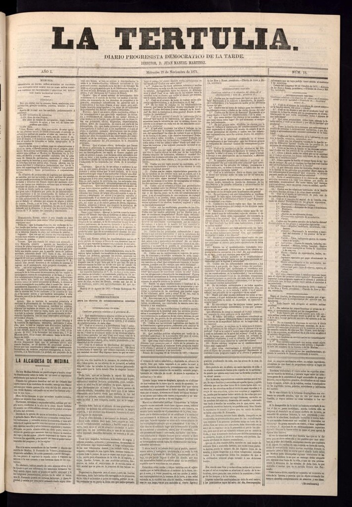 Miniatura de La Tertulia del 29 de noviembre de 1871