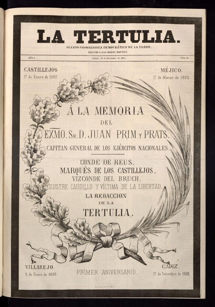 Miniatura de La Tertulia del 30 de diciembre de 1871