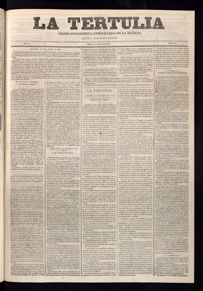 Miniatura de La Tertulia del 9 de enero de 1872