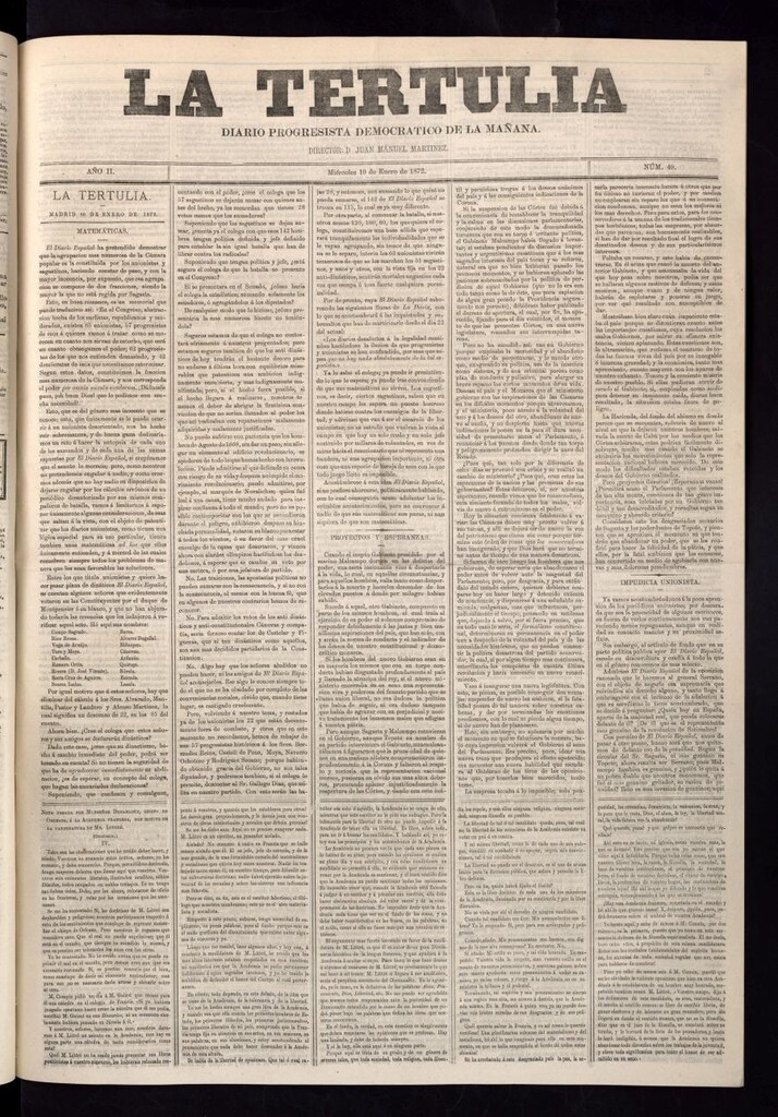 Miniatura de La Tertulia del 10 de enero de 1872