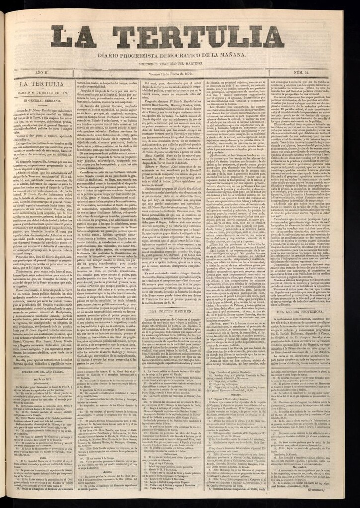 Miniatura de La Tertulia del 12 de enero de 1872