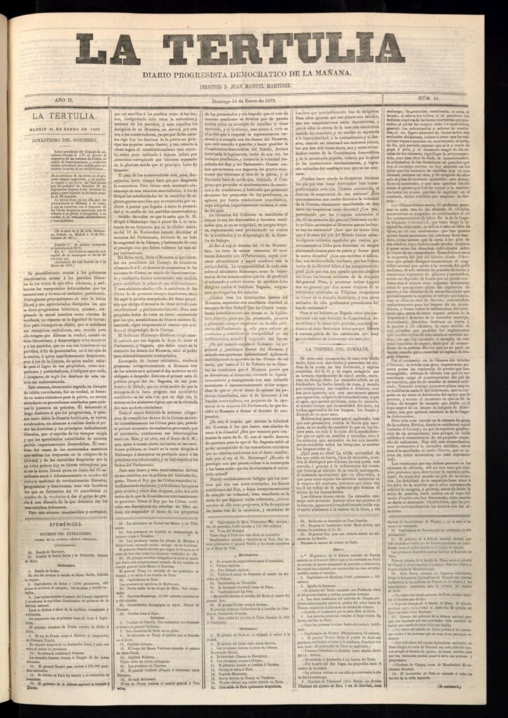 Miniatura de La Tertulia del 14 de enero de 1872