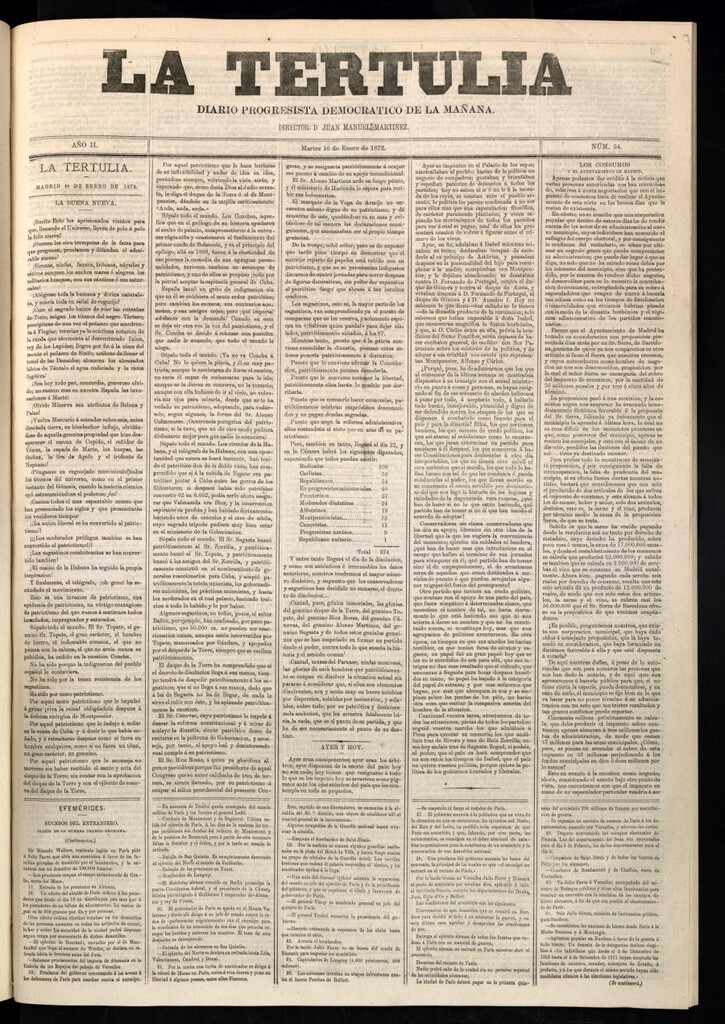 Miniatura de La Tertulia del 16 de enero de 1872