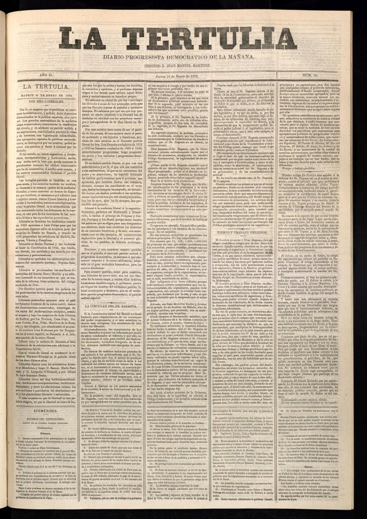 Miniatura de La Tertulia del 18 de enero de 1872