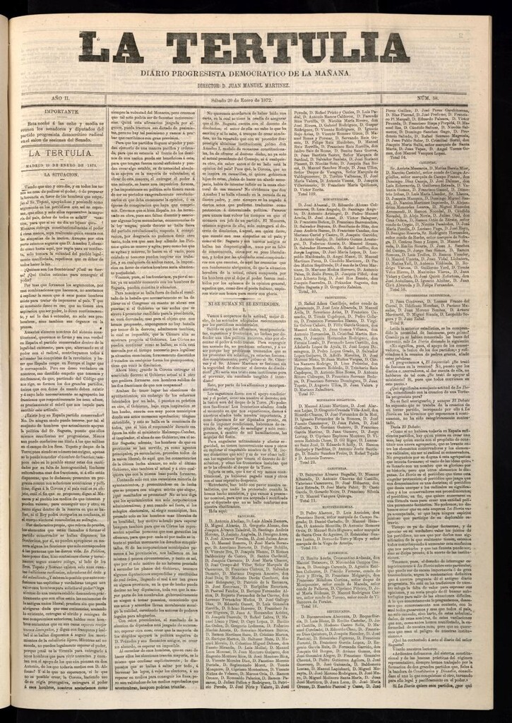Miniatura de La Tertulia del 20 de enero de 1872