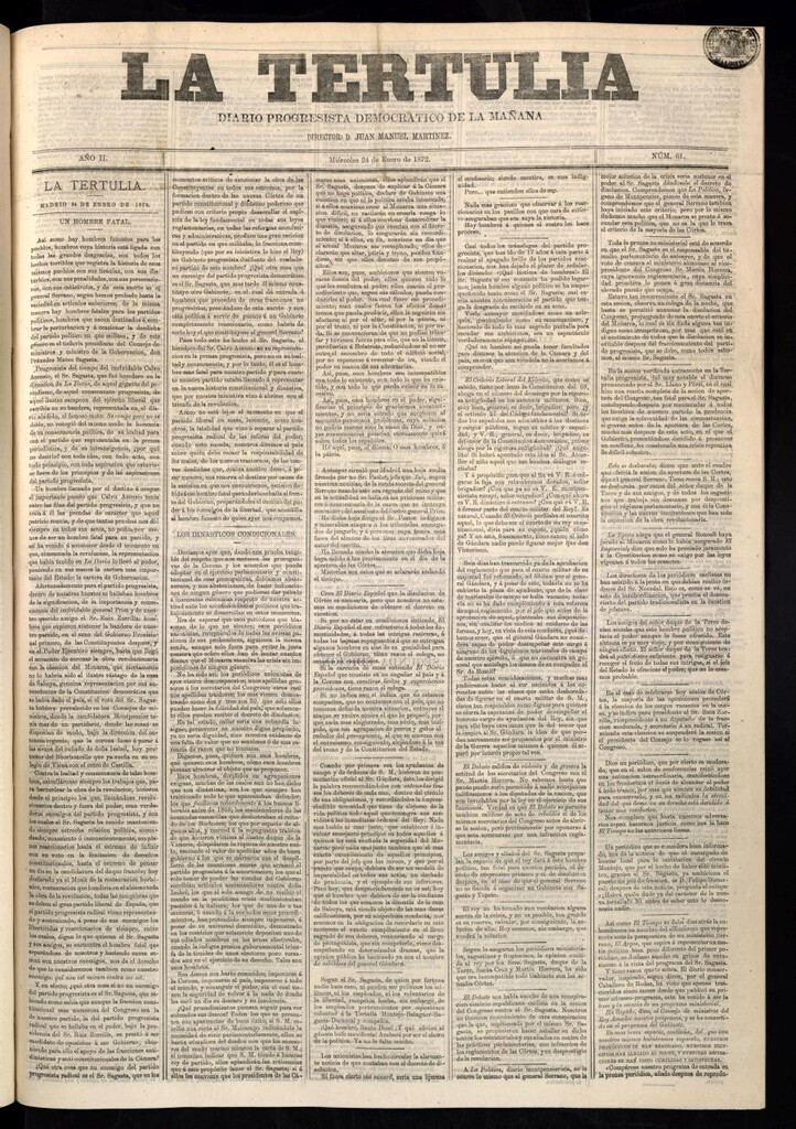 Miniatura de La Tertulia del 24 de enero de 1872