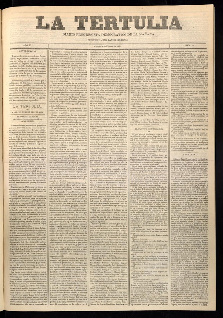 Miniatura de La Tertulia del 9 de febrero de 1872