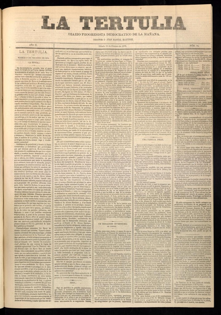 Miniatura de La Tertulia del 10 de febrero de 1872
