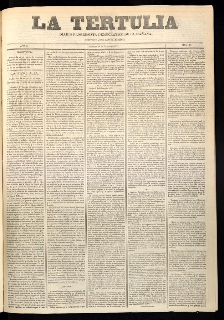 Miniatura de La Tertulia del 14 de febrero de 1872