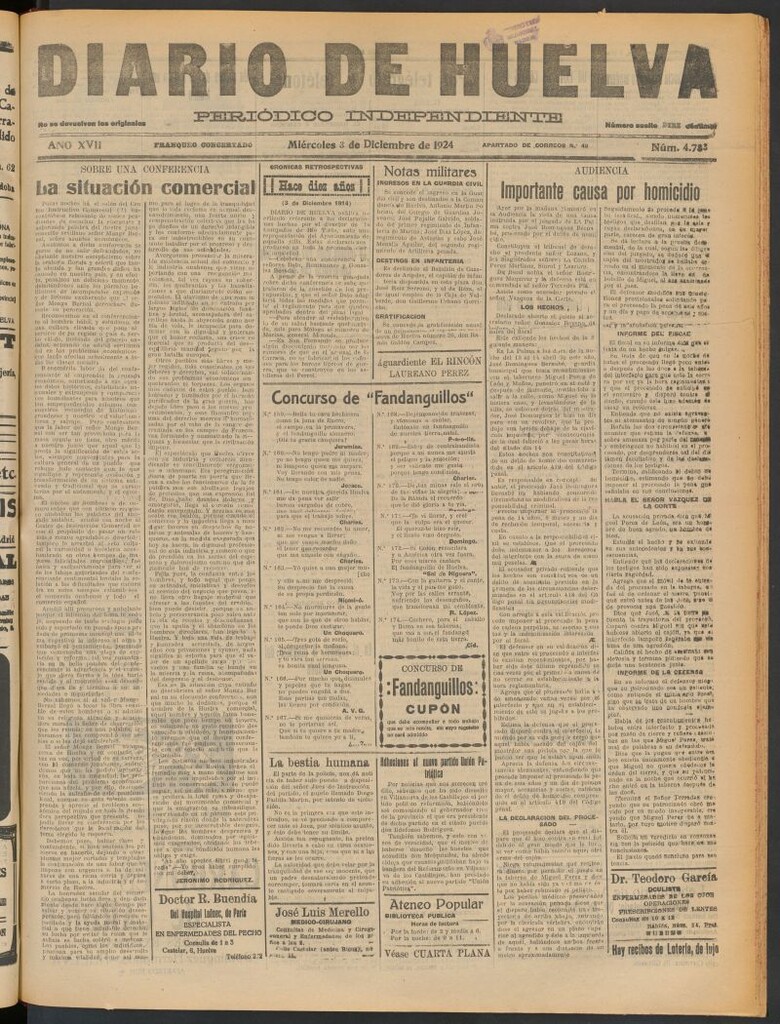 Miniatura de Diario de Huelva : periódico independiente del 3 de diciembre de 1924