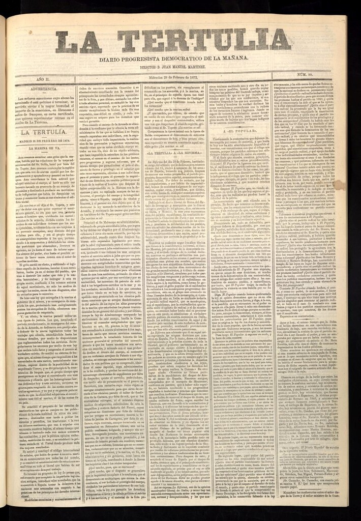 Miniatura de La Tertulia del 28 de febrero de 1872