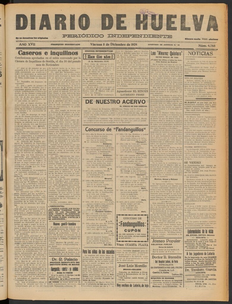 Miniatura de Diario de Huelva : periódico independiente del 5 de diciembre de 1924