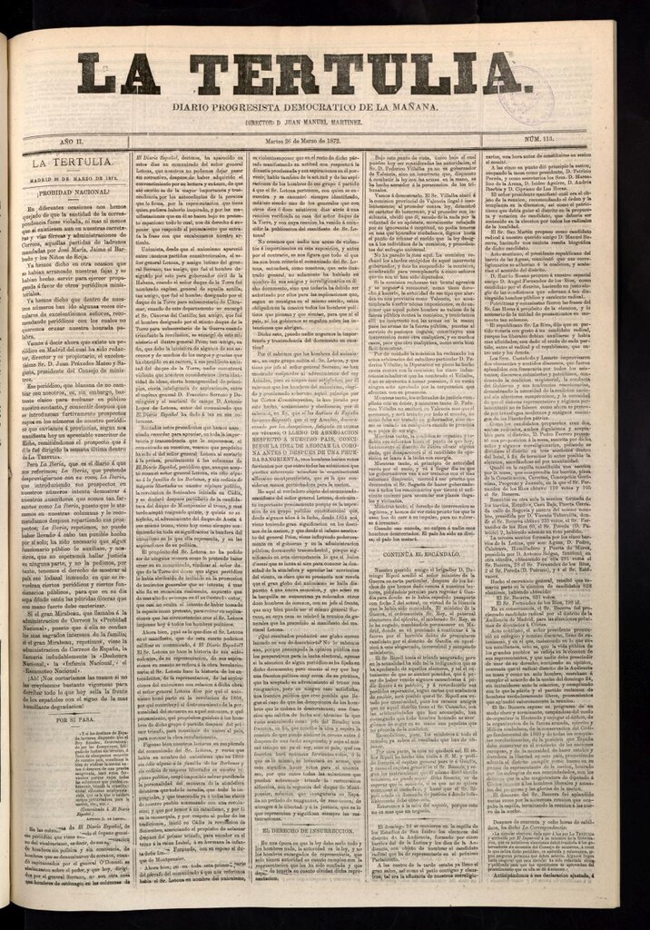 Miniatura de La Tertulia del 26 de marzo de 1872