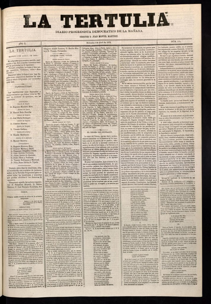 Miniatura de La Tertulia del 3 de abril de 1872