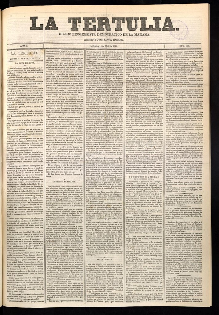 Miniatura de La Tertulia del 10 de abril de 1872