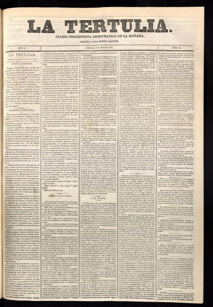 Miniatura de La Tertulia del 17 de abril de 1872