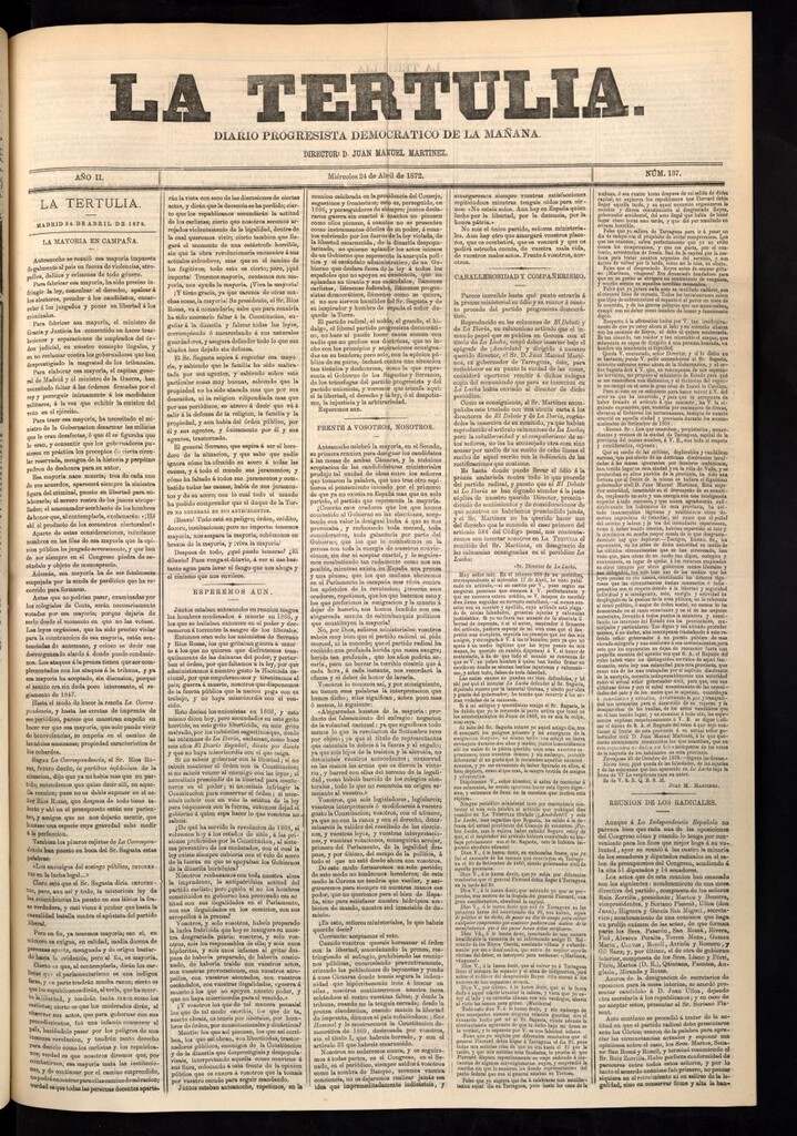 Miniatura de La Tertulia del 24 de abril de 1872