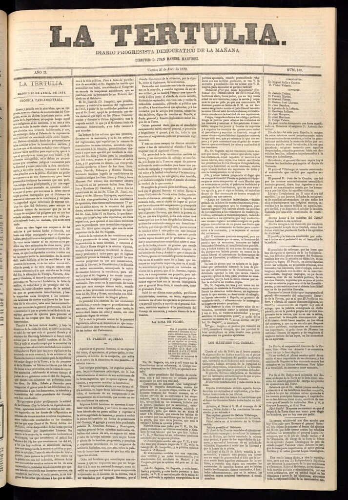 Miniatura de La Tertulia del 26 de abril de 1872