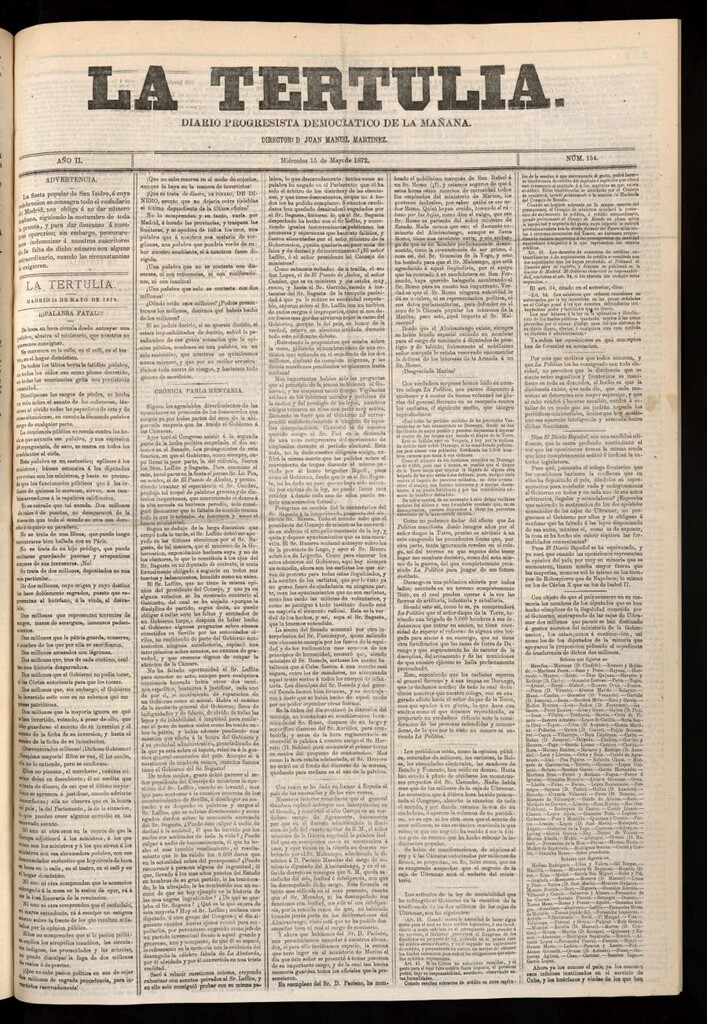 Miniatura de La Tertulia del 15 de mayo de 1872