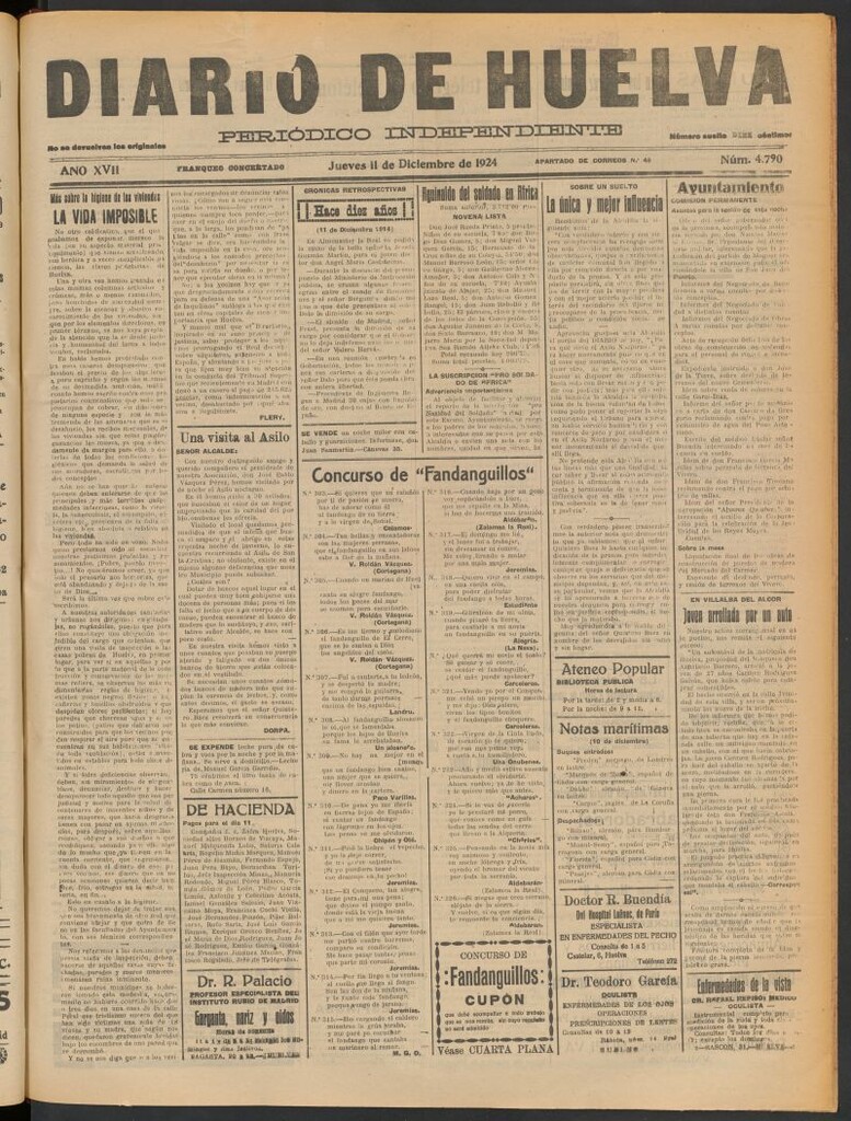 Miniatura de Diario de Huelva : periódico independiente del 11 de diciembre de 1924