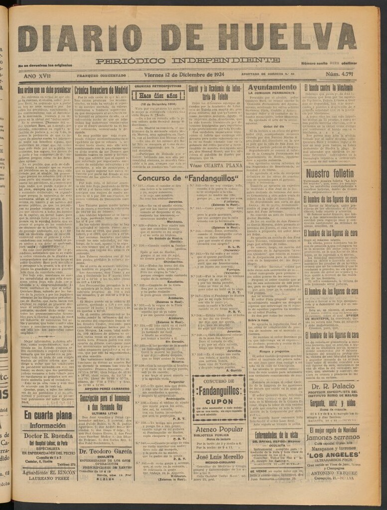 Miniatura de Diario de Huelva : periódico independiente del 12 de diciembre de 1924