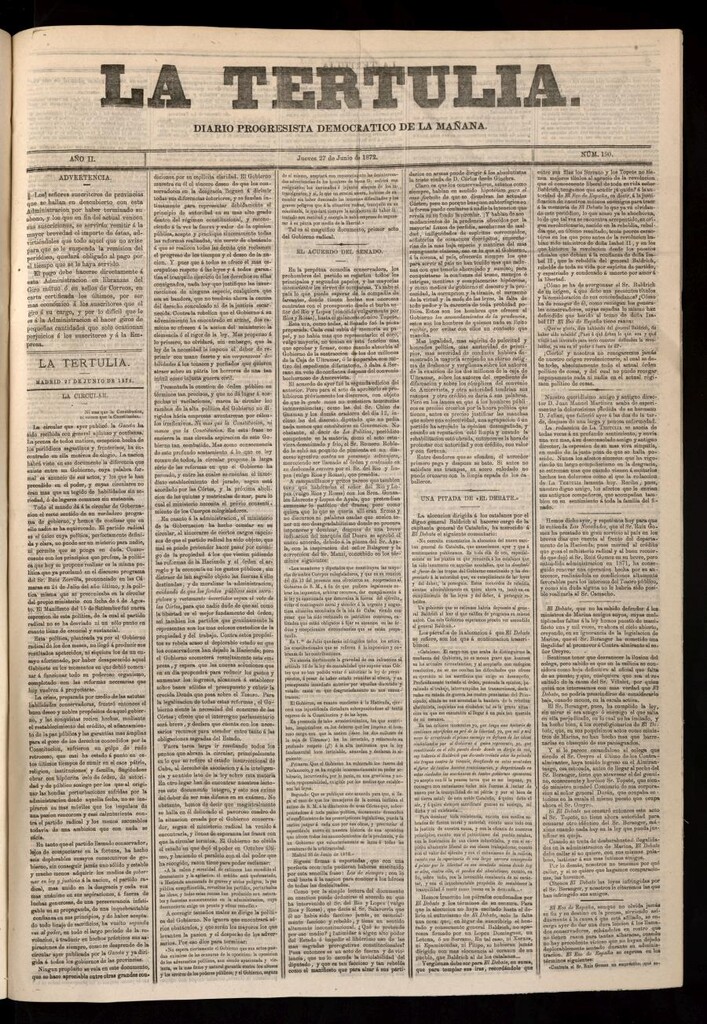 Miniatura de La Tertulia del 27 de junio de 1872