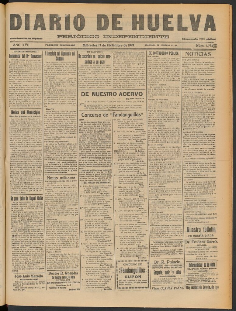 Miniatura de Diario de Huelva : periódico independiente del 17 de diciembre de 1924
