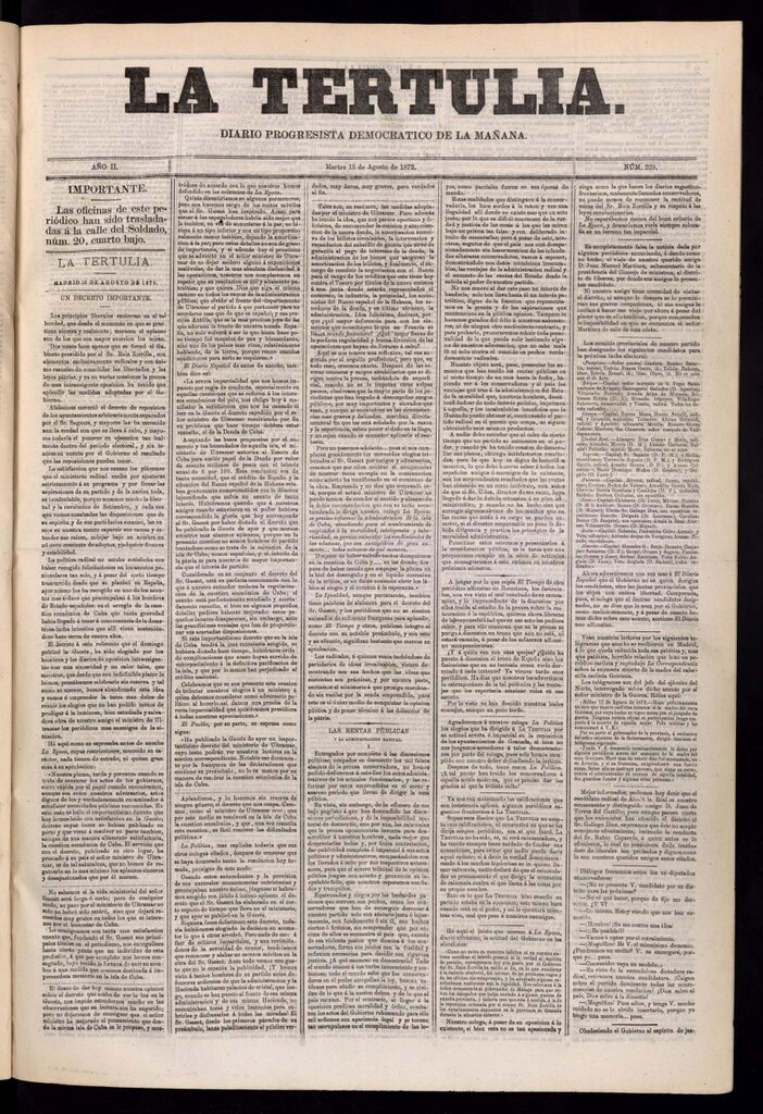Miniatura de La Tertulia del 13 de agosto de 1872