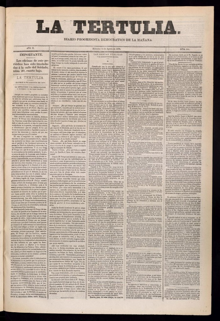 Miniatura de La Tertulia del 14 de agosto de 1872