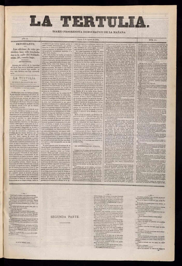 Miniatura de La Tertulia del 15 de agosto de 1872