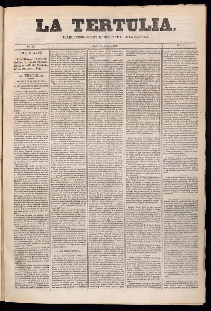 Miniatura de La Tertulia del 17 de agosto de 1872