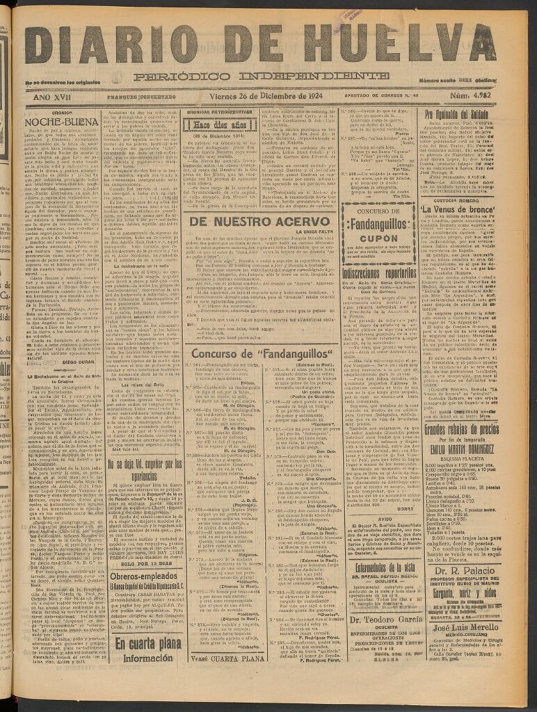 Miniatura de Diario de Huelva : periódico independiente del 26 de diciembre de 1924
