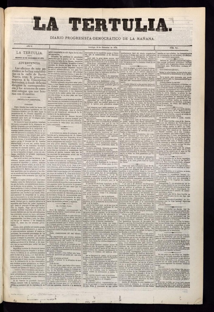 Miniatura de La Tertulia del 22 de diciembre de 1872