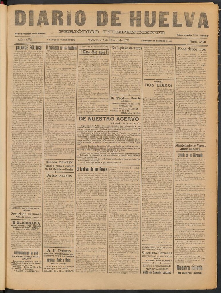Miniatura de Diario de Huelva : periódico independiente del 2 de enero de 1924