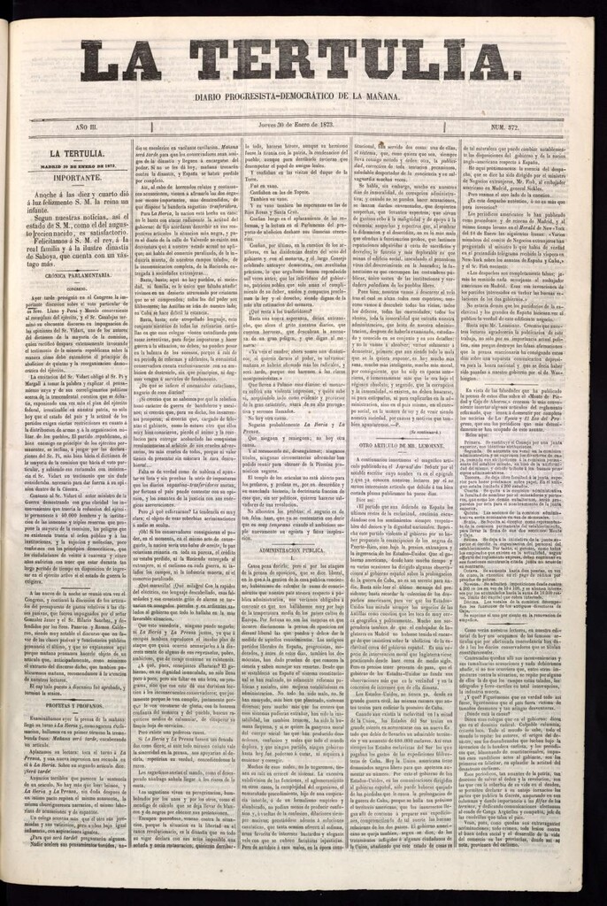 Miniatura de La Tertulia del 30 de enero de 1873