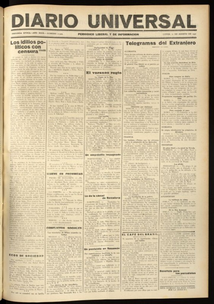 Miniatura de Diario Universal del 11 de agosto de 1930