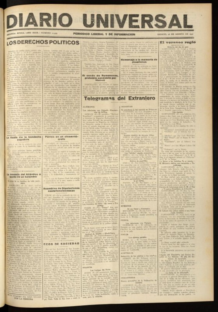 Miniatura de Diario Universal del 16 de agosto de 1930